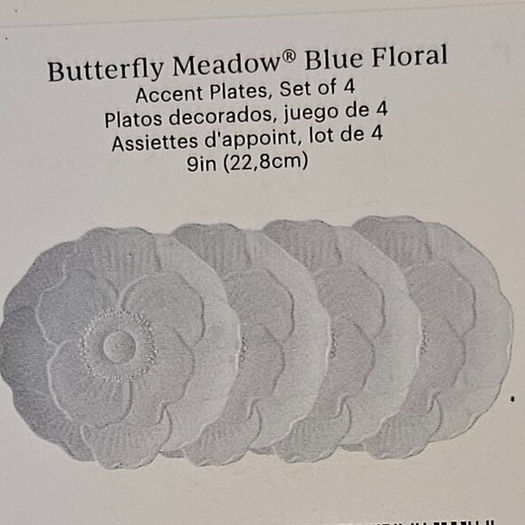 Lenox Butterfly Meadow Blue Floral Accent Plates Set of 4 - Picture 2 of 6